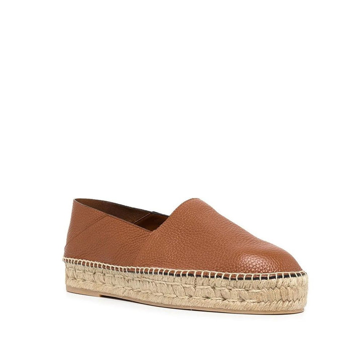 Valentino Garavani Brown Calfskin Espadrilles by Valentino Garavani outlet now on sale