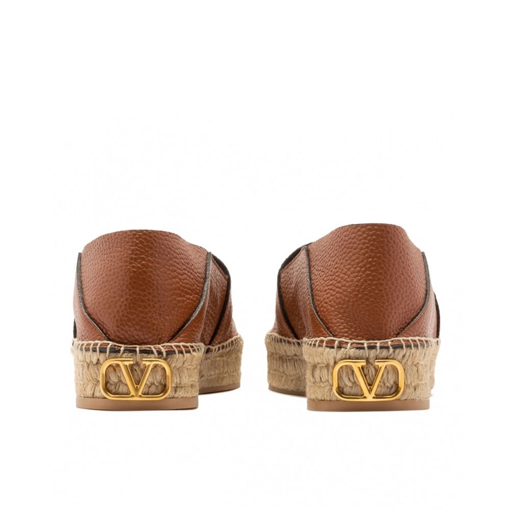 Valentino Garavani Brown Calfskin Espadrilles by Valentino Garavani outlet now on sale