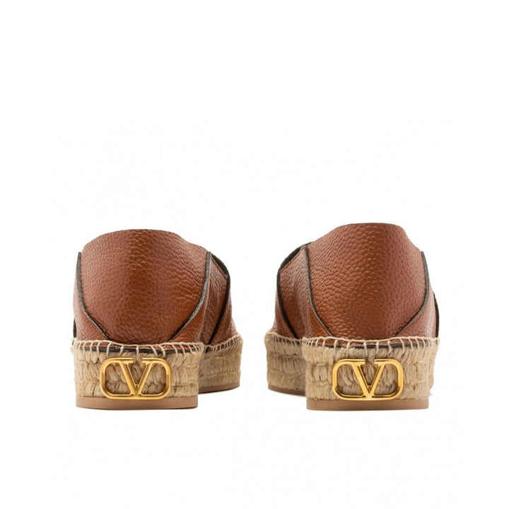 Valentino Garavani Brown Calfskin Espadrilles by Valentino Garavani outlet now on sale