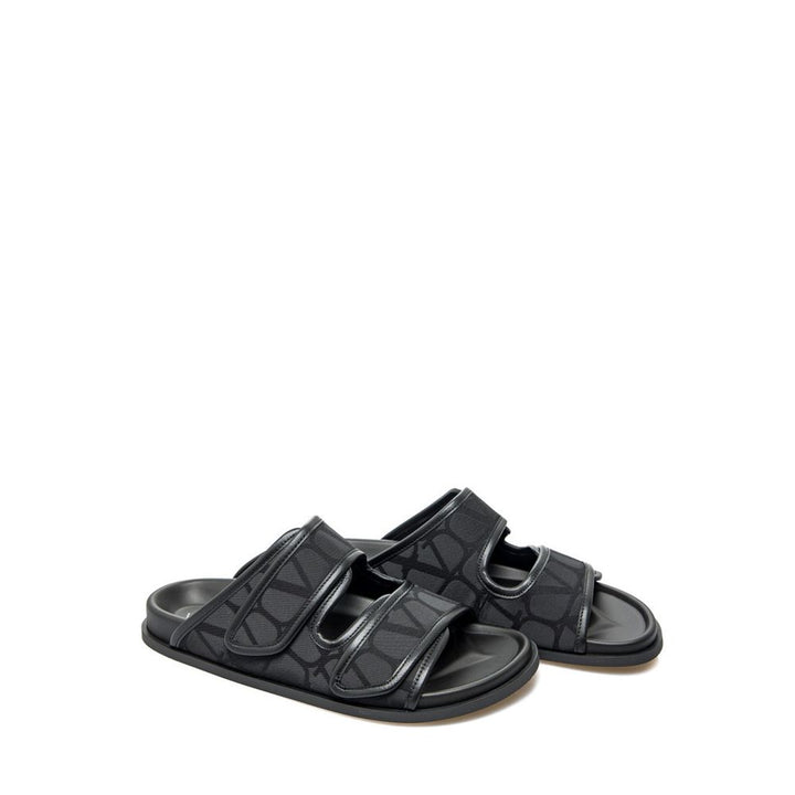 Valentino Garavani Black Fabric Sandals by Valentino Garavani outlet now on sale