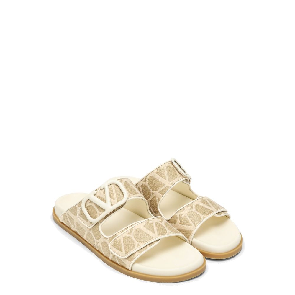 Valentino Garavani Bicolor Fabric Flat Sandals by Valentino Garavani outlet now on sale