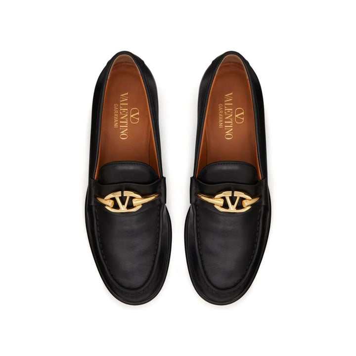 Valentino Garavani Black Calfskin Slip-On Loafers