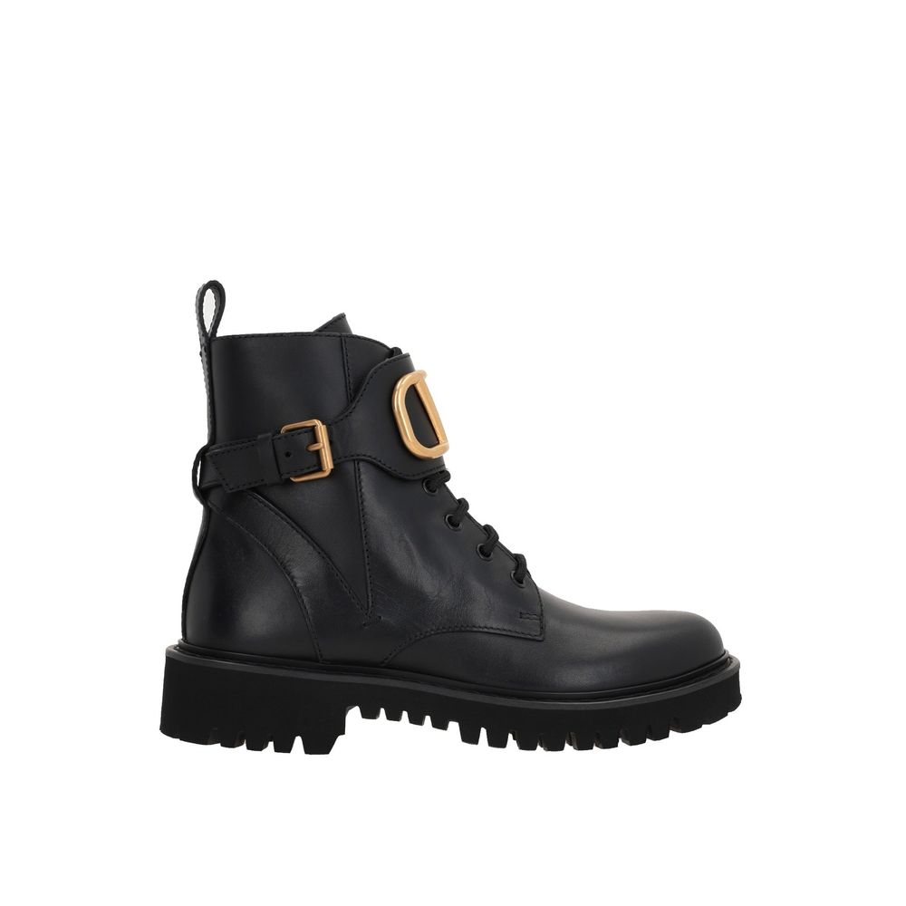 Valentino Garavani Black Calfskin Lace-Up Boots by Valentino Garavani outlet now on sale