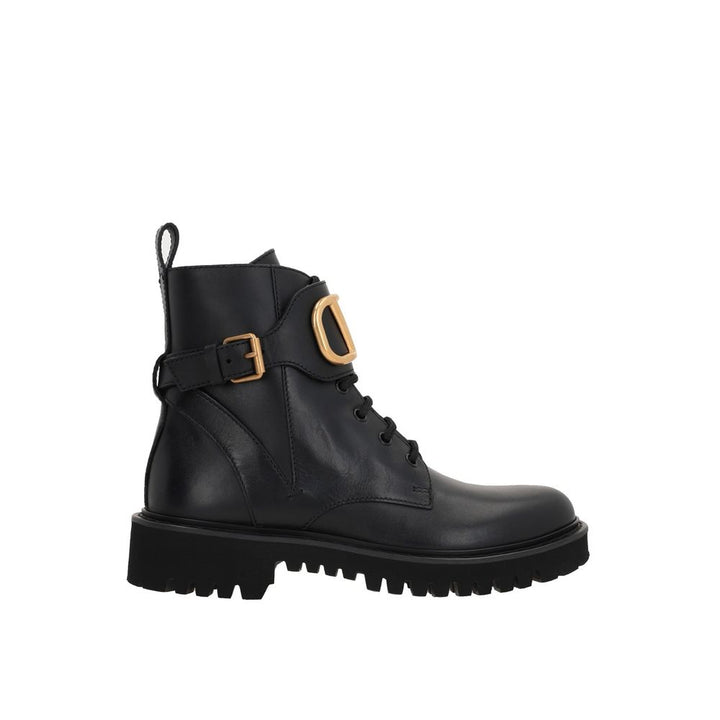 Valentino Garavani Black Calfskin Lace-Up Boots by Valentino Garavani outlet now on sale