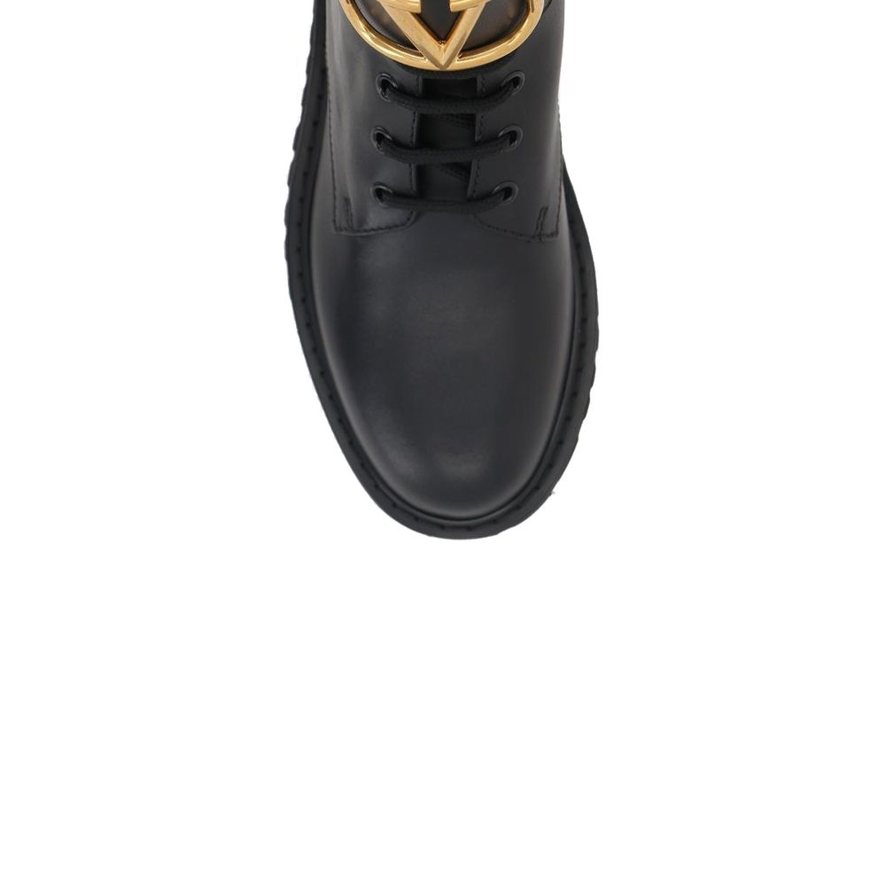 Valentino Garavani Black Calfskin Lace-Up Boots by Valentino Garavani outlet now on sale