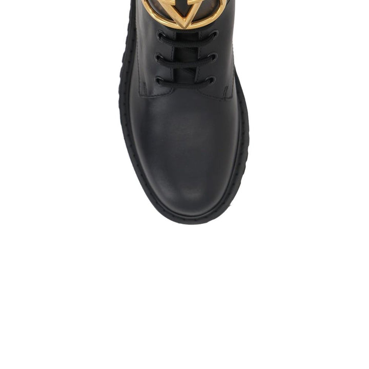 Valentino Garavani Black Calfskin Lace-Up Boots by Valentino Garavani outlet now on sale