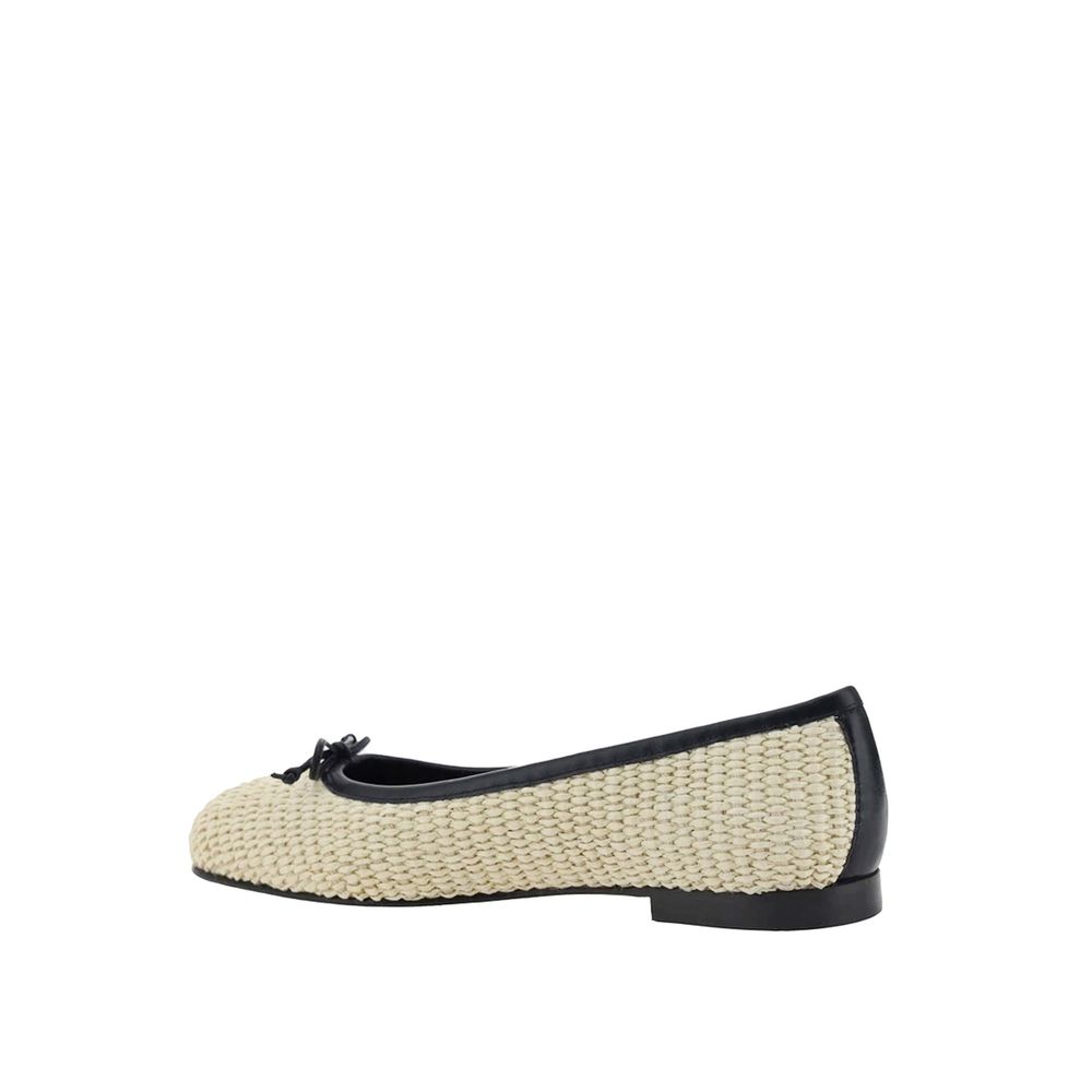 Manolo Blahnik Beige Raffia Ballet Flats by Manolo Blahnik outlet now on sale