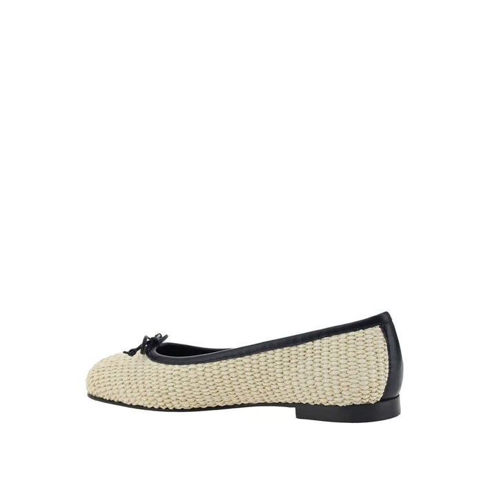 Manolo Blahnik Beige Raffia Ballet Flats by Manolo Blahnik outlet now on sale