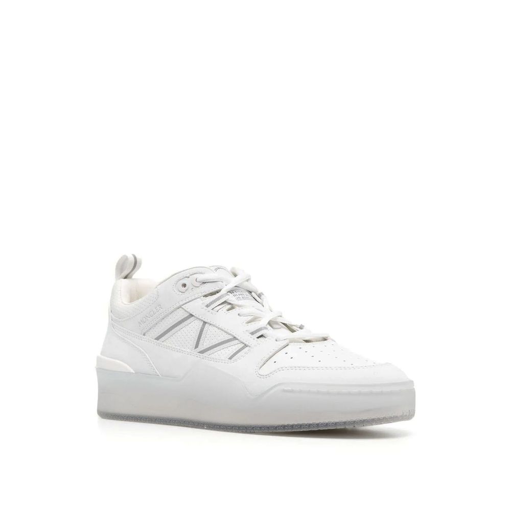 Moncler White Calfskin Low Top Sneakers by Moncler outlet now on sale