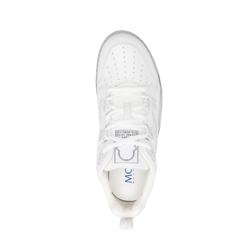 Moncler White Calfskin Low Top Sneakers by Moncler outlet now on sale