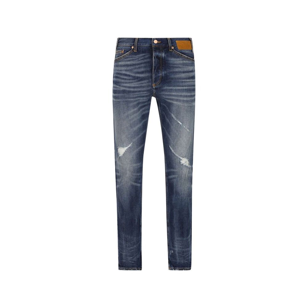 Palm Angels Blue Cotton Straight-Leg Jeans by Palm Angels outlet now on sale