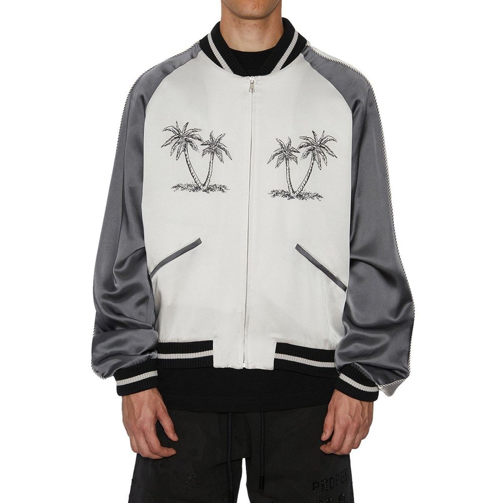 Palm Angels Gray Acetate Bomber by Palm Angels outlet now on sale
