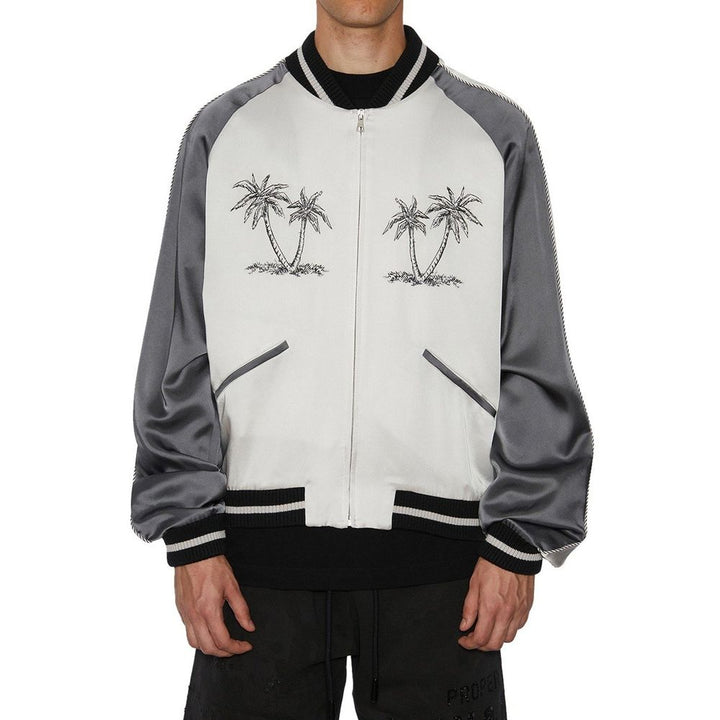 Palm Angels Gray Acetate Bomber by Palm Angels outlet now on sale