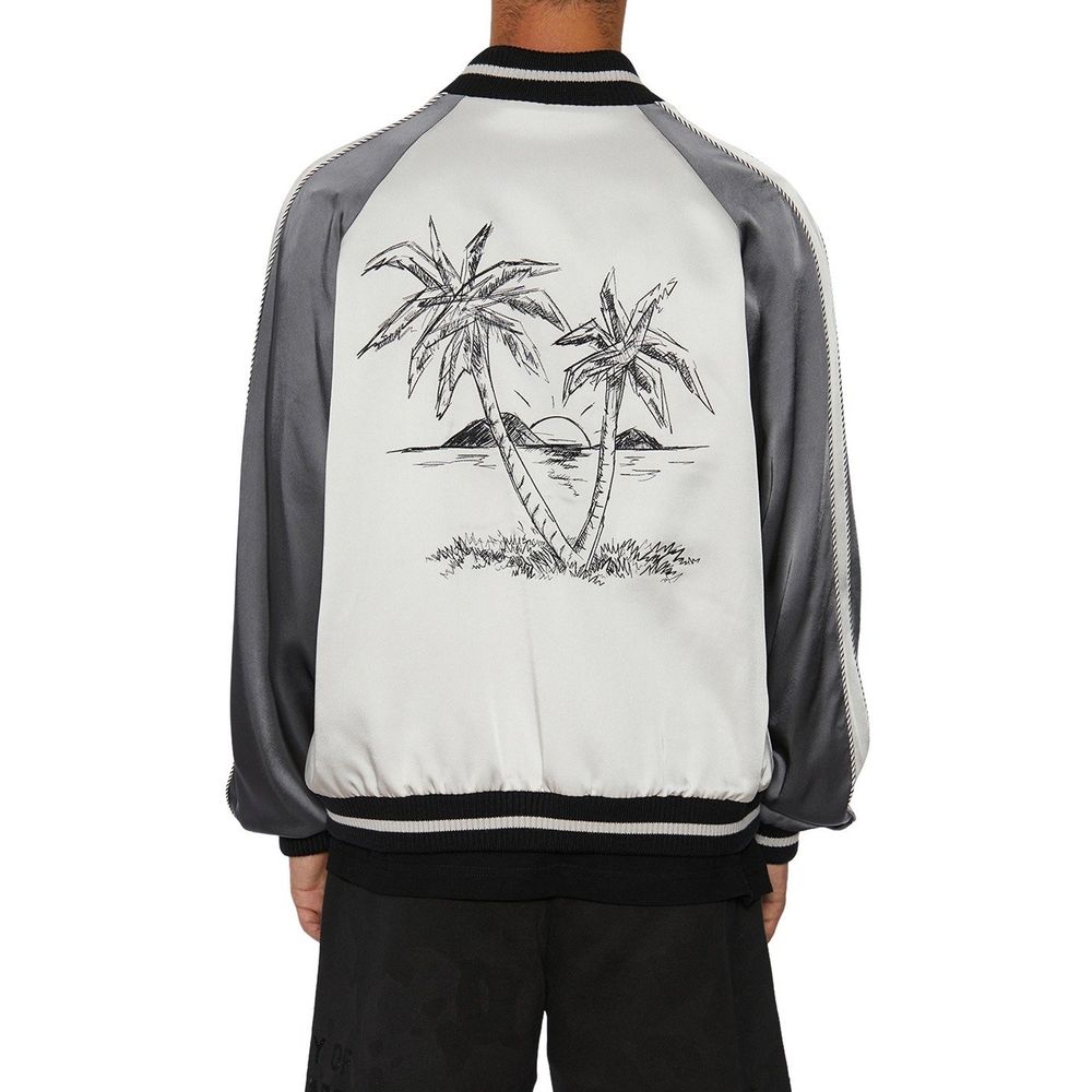 Palm Angels Gray Acetate Bomber by Palm Angels outlet now on sale