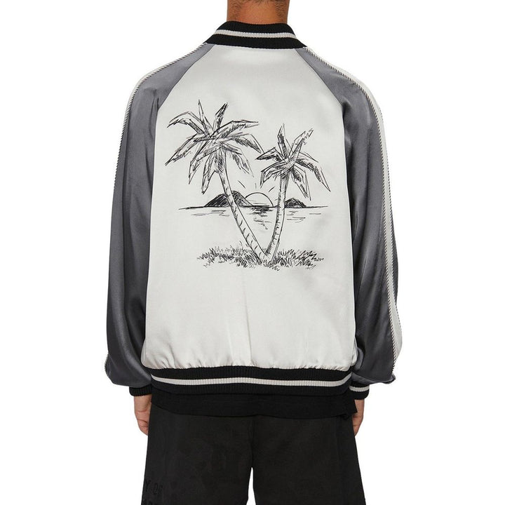 Palm Angels Gray Acetate Bomber by Palm Angels outlet now on sale