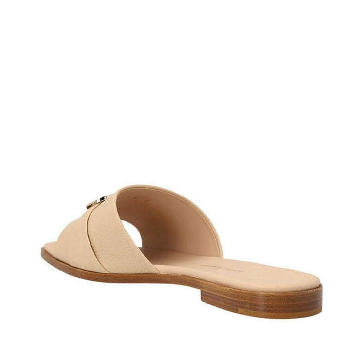 Salvatore Ferragamo Beige Calfskin Flat Sandals by Salvatore Ferragamo outlet now on sale