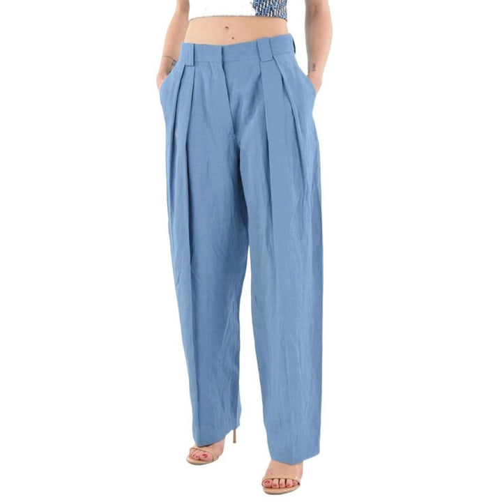 Stella McCartney Blue Linen Casual Pants by Stella McCartney outlet now on sale