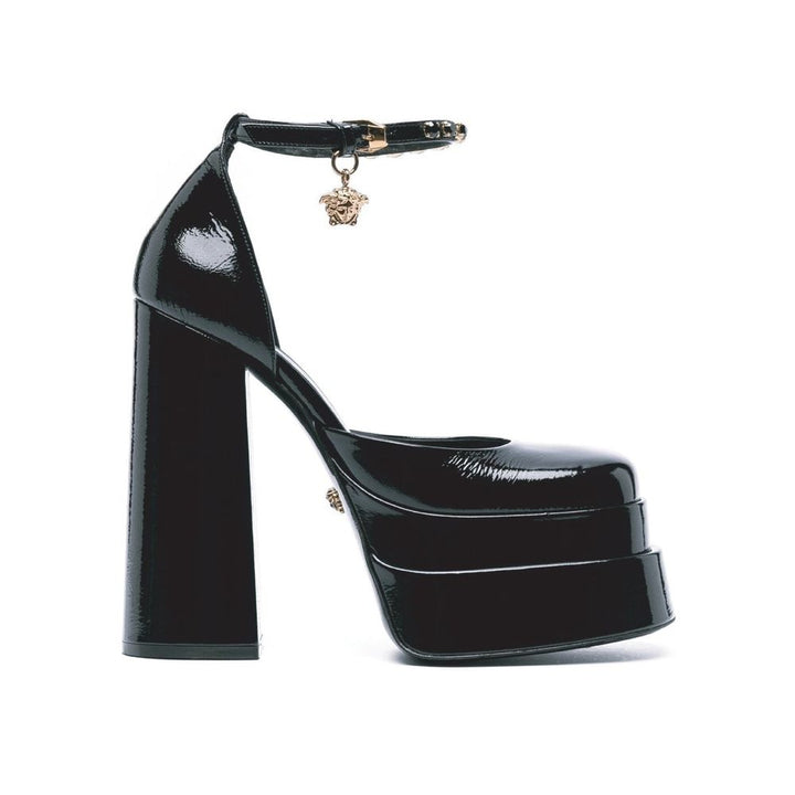 Versace Black Calfskin Platform Pumps