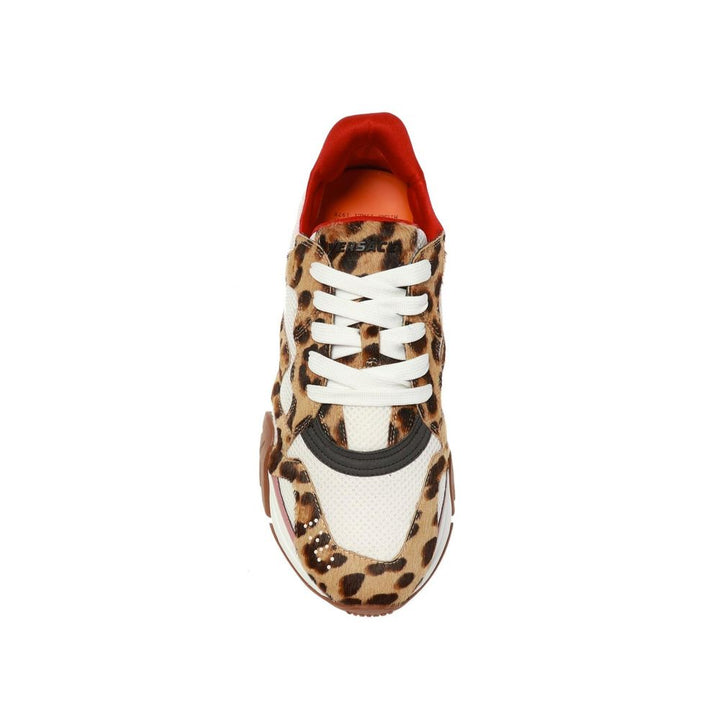 Versace Beige Leather Chunky Sneakers by Versace outlet now on sale