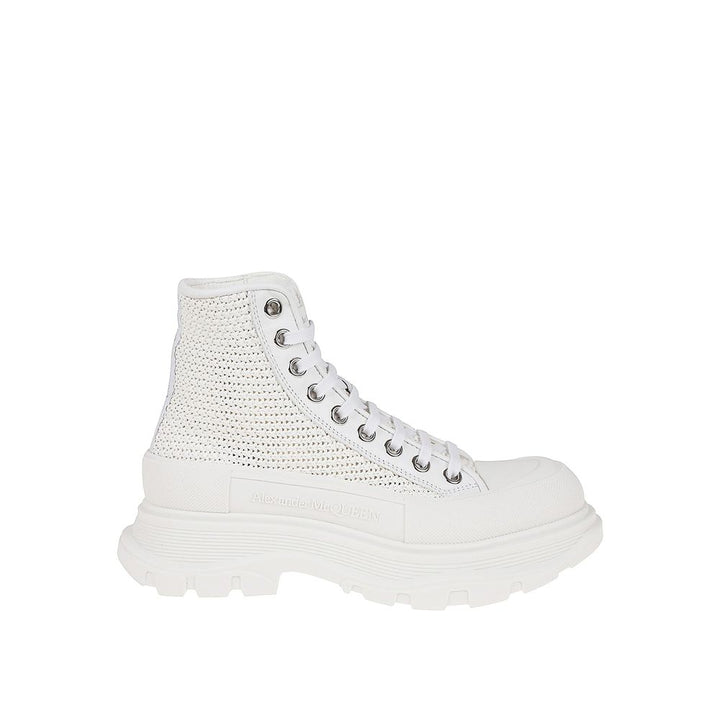 Alexander McQueen White Raffia High Top Sneakers by Alexander McQueen outlet now on sale
