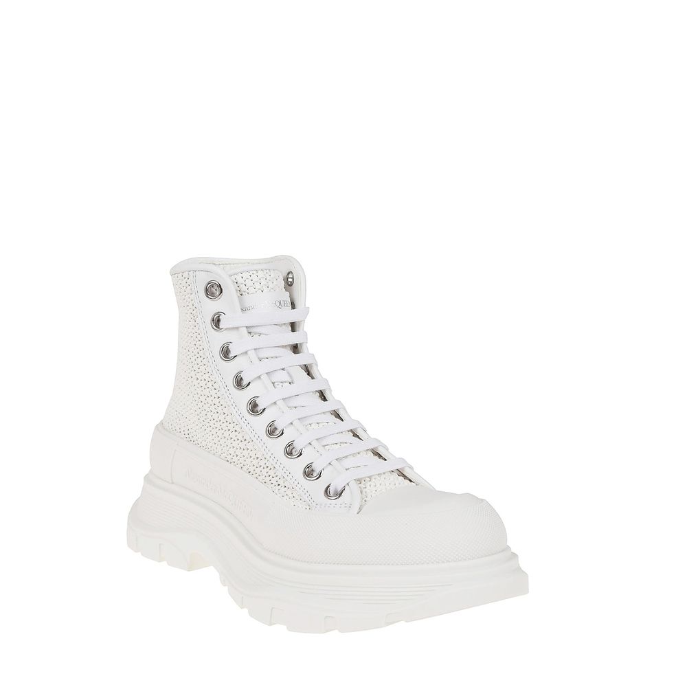 Alexander McQueen White Raffia High Top Sneakers by Alexander McQueen outlet now on sale