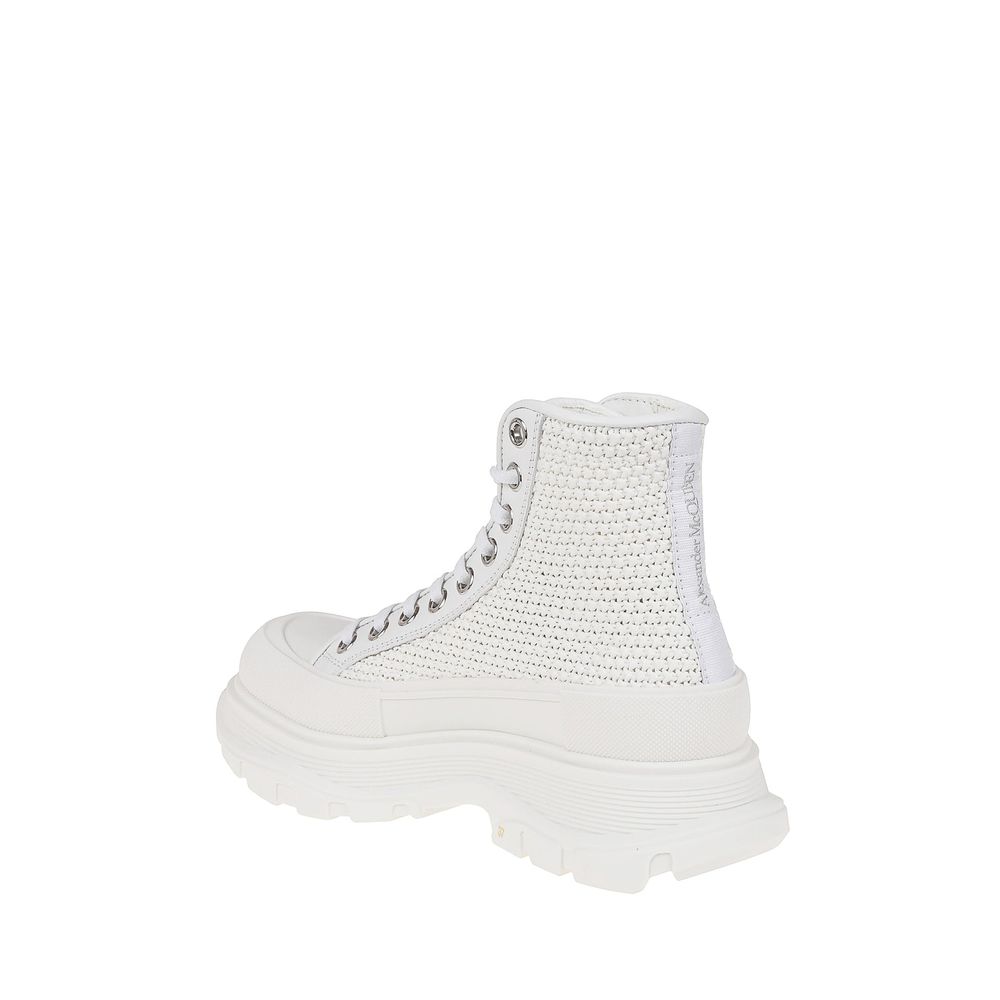 Alexander McQueen White Raffia High Top Sneakers by Alexander McQueen outlet now on sale