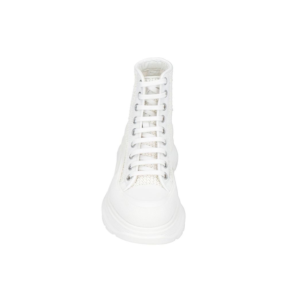 Alexander McQueen White Raffia High Top Sneakers by Alexander McQueen outlet now on sale
