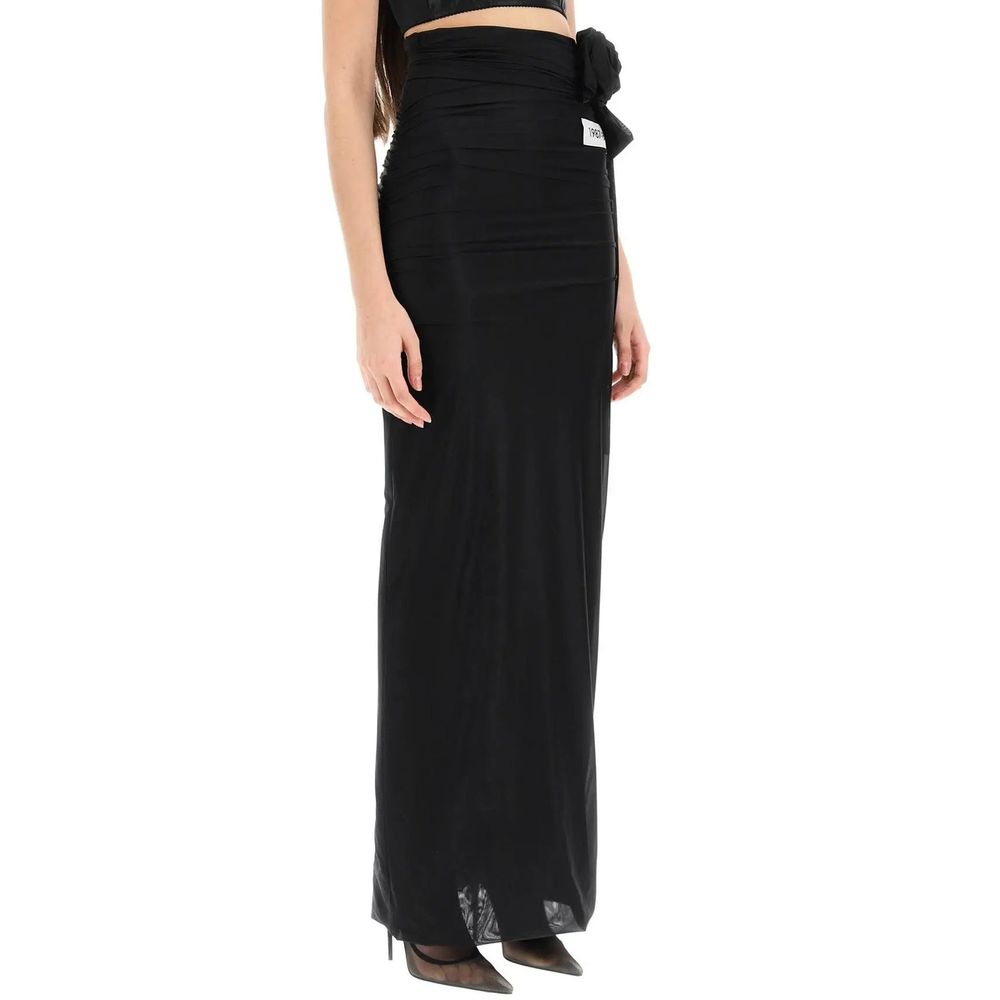 Dolce & Gabbana Black Elastane Long Skirt by Dolce & Gabbana outlet now on sale