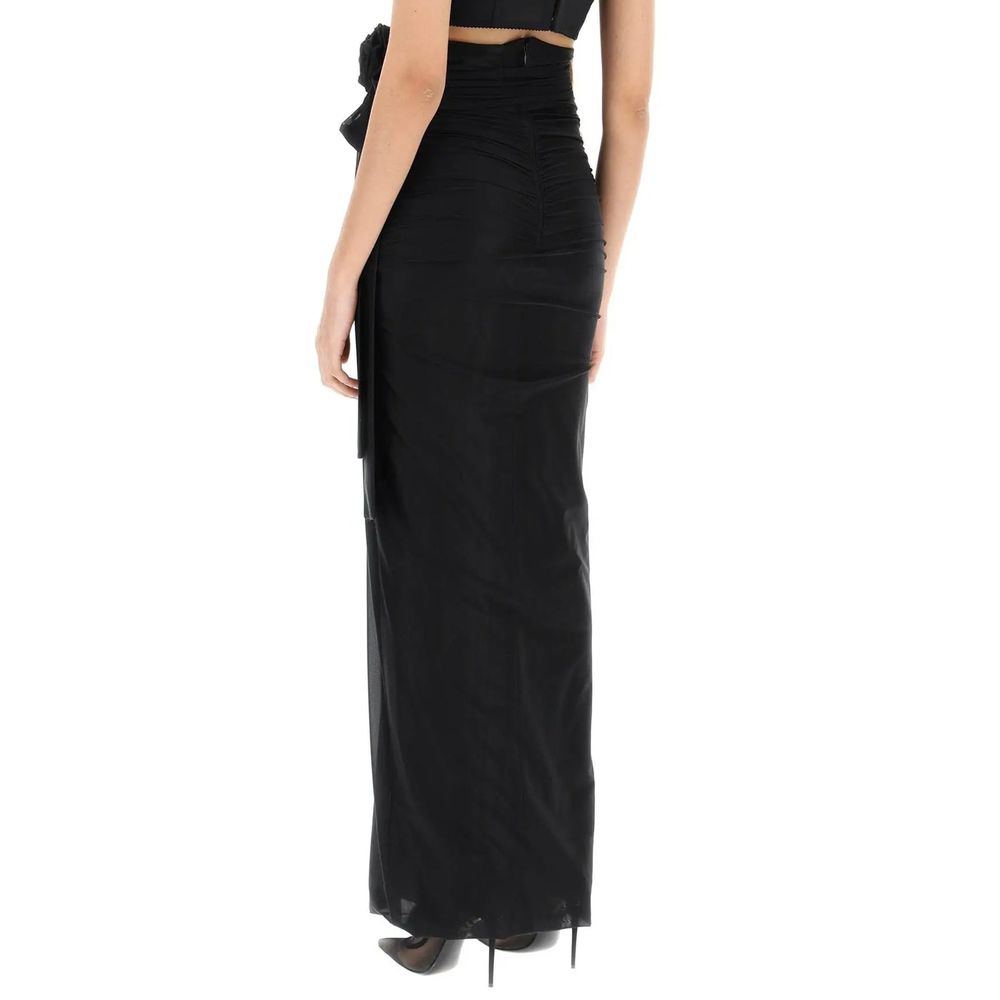 Dolce &amp; Gabbana Black Elastane Long Skirt by Dolce &amp; Gabbana outlet now on sale