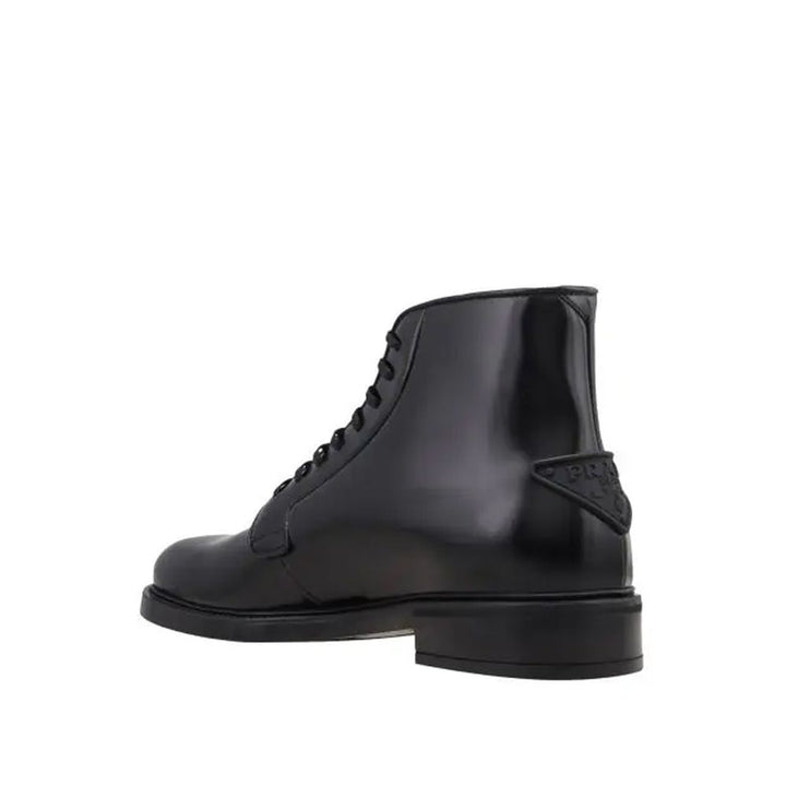 Prada Black Calfskin Lace-Up Boots