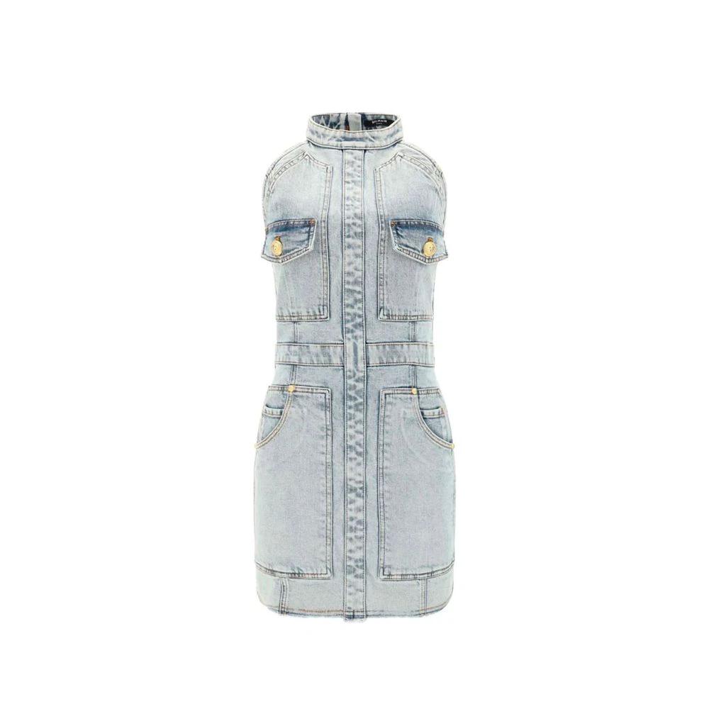 blue dress for baby girl Balmain Blue Cotton Casual Dress – Ask Me Wear