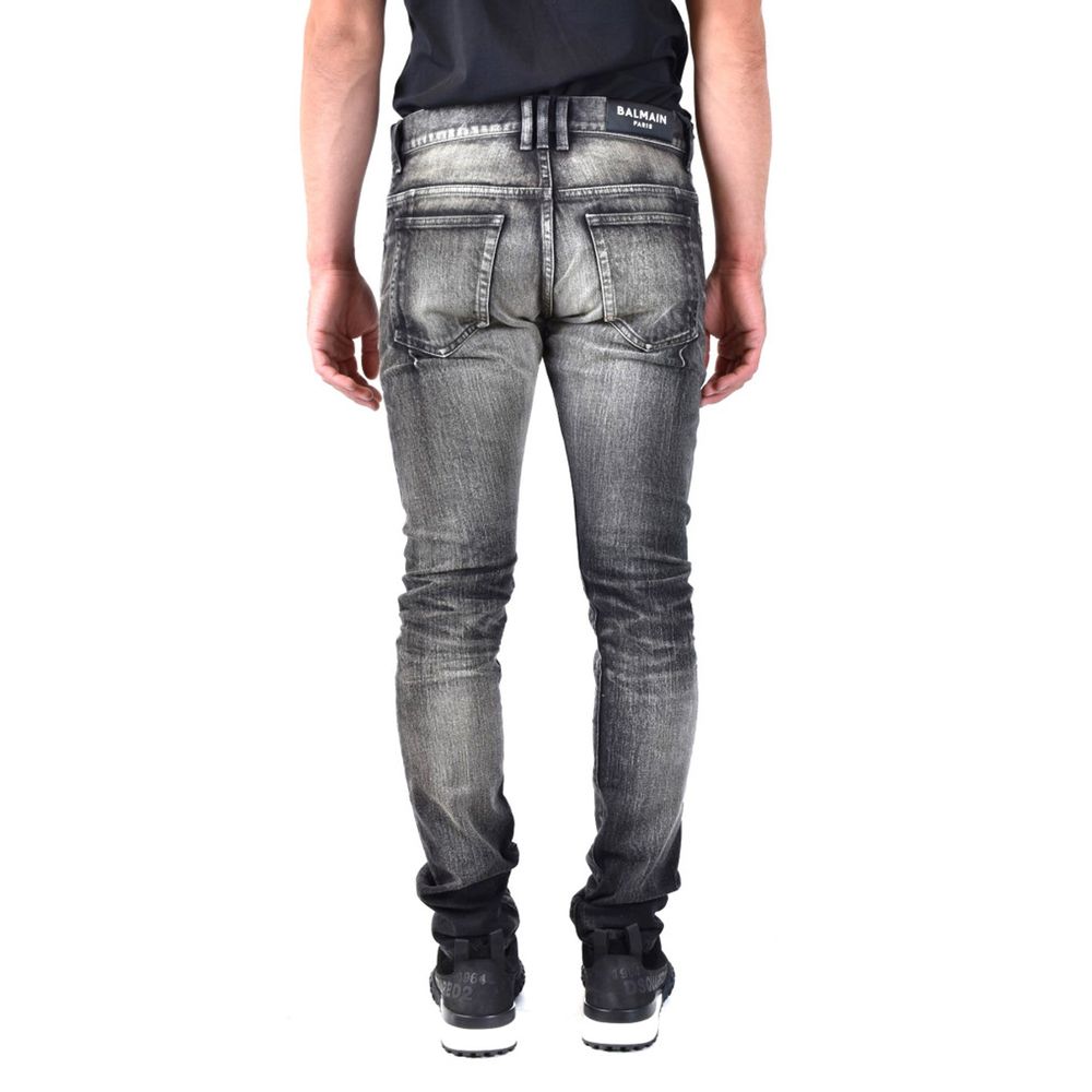 Balmain Black Cotton Skinny Jeans by Balmain outlet now on sale