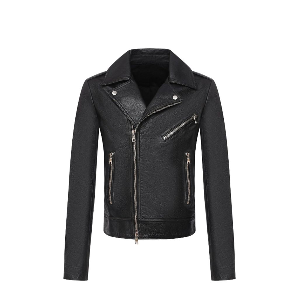 Balmain Black Leather Biker Jacket by Balmain outlet now on sale