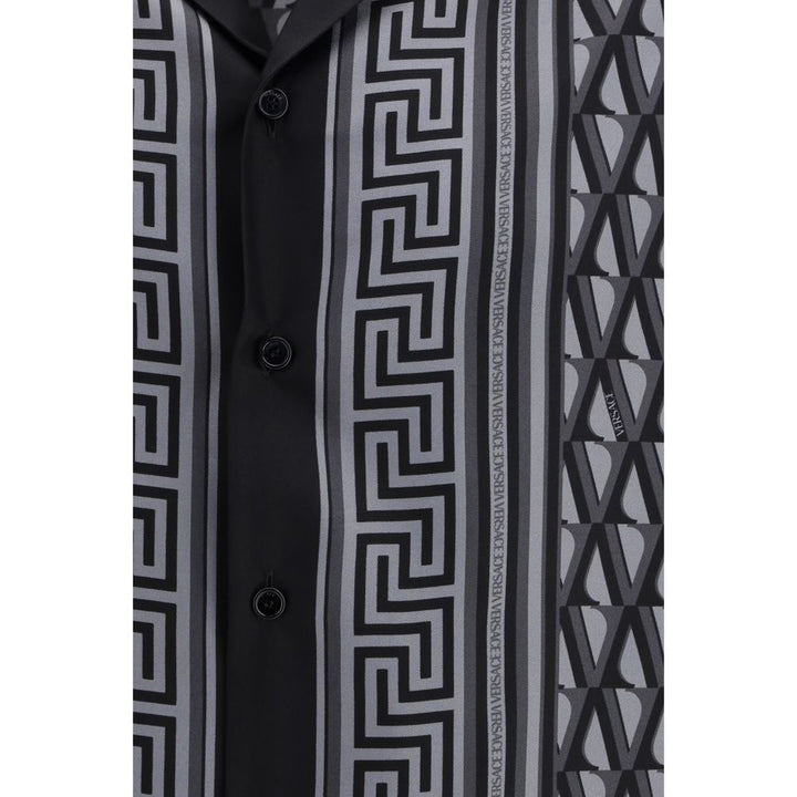 Versace Gray Silk Pattern Shirt