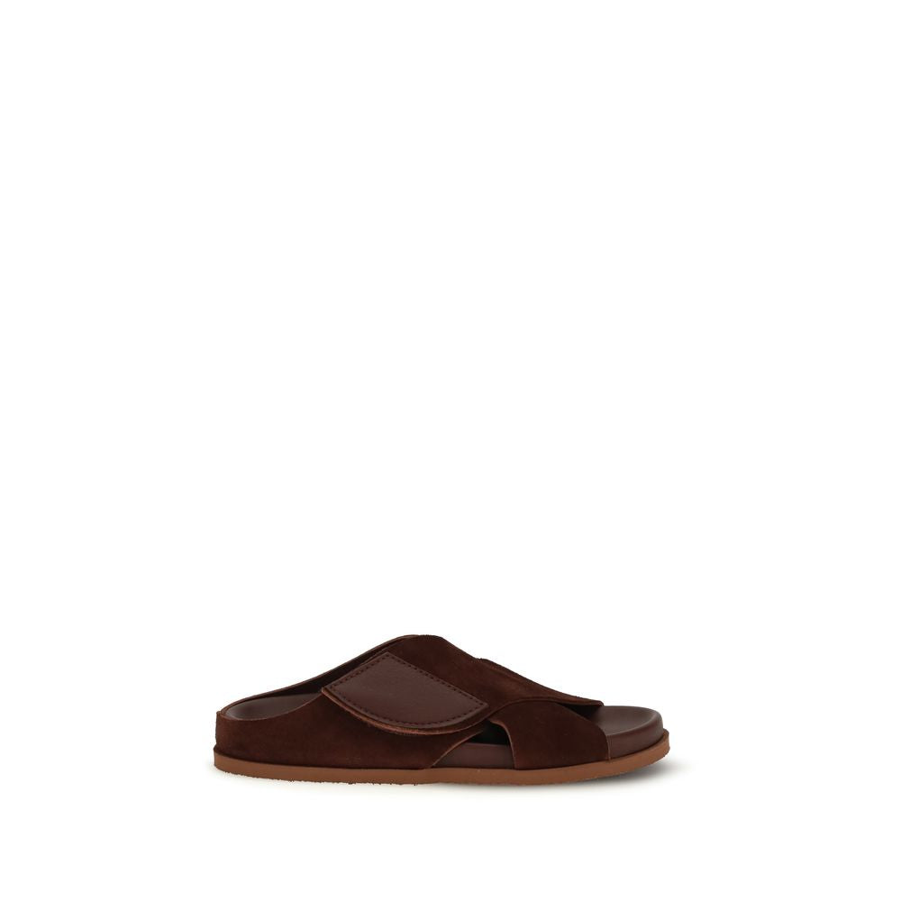 Pedro García Brown Velvet Flat Sandals by Pedro García outlet now on sale