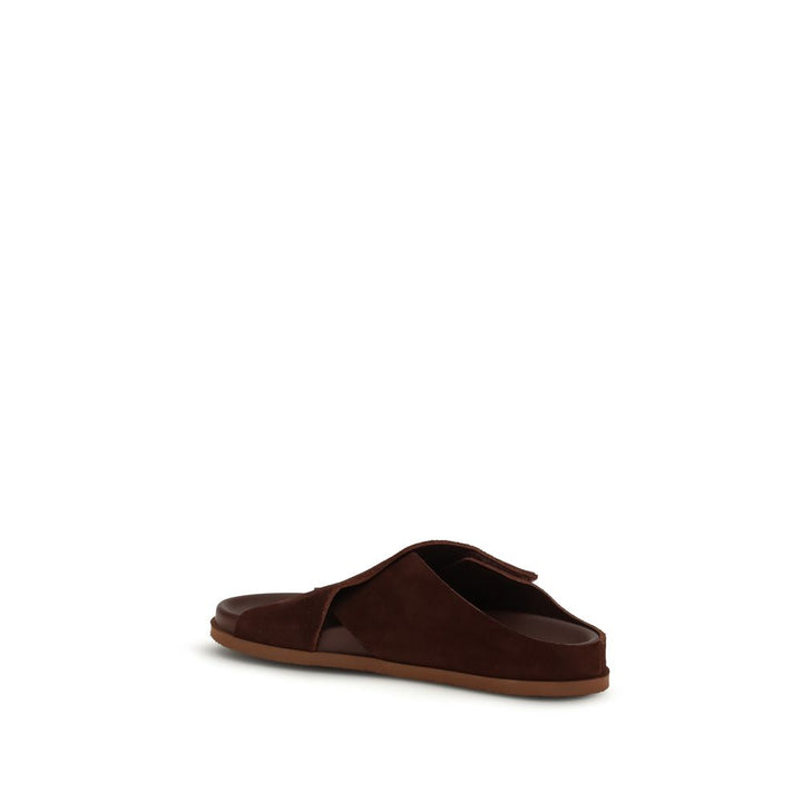 Pedro García Brown Velvet Flat Sandals by Pedro García outlet now on sale