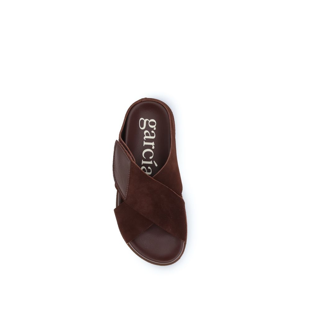 Pedro García Brown Velvet Flat Sandals by Pedro García outlet now on sale