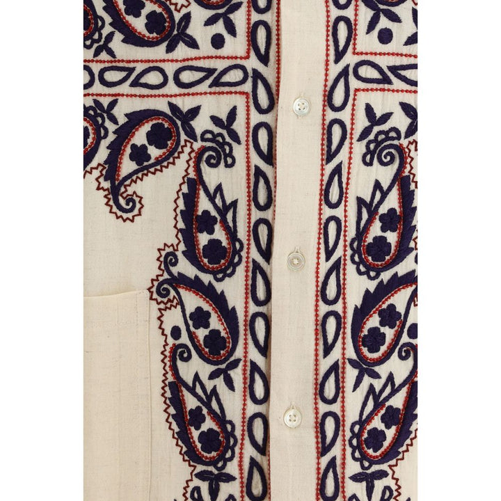 Baziszt Cream Silk Pattern Shirt