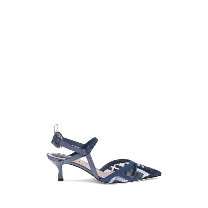 Fendi Blue Polyamide Mid Heel Pumps by Fendi outlet now on sale