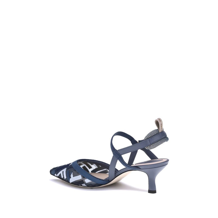 Fendi Blue Polyamide Mid Heel Pumps by Fendi outlet now on sale