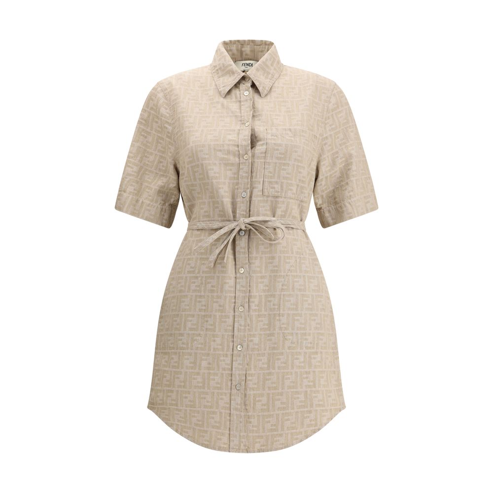 Fendi Beige Cotton Casual Dress by Fendi outlet now on sale