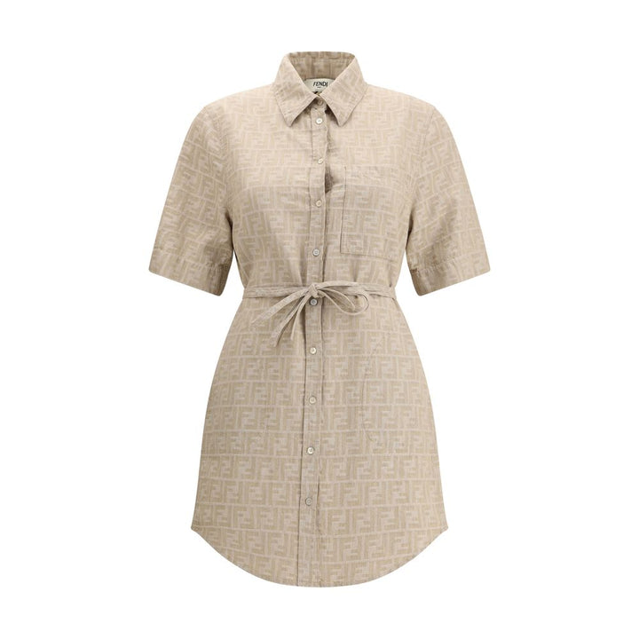 Fendi Beige Cotton Casual Dress by Fendi outlet now on sale