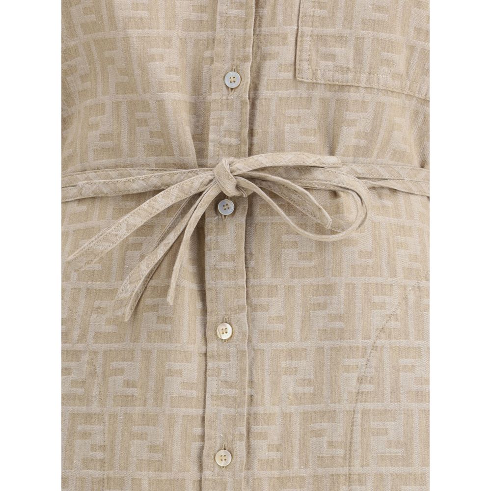 Fendi Beige Cotton Casual Dress by Fendi outlet now on sale