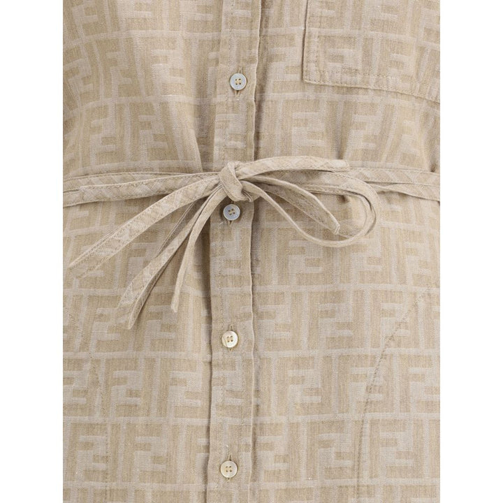 Fendi Beige Cotton Casual Dress by Fendi outlet now on sale