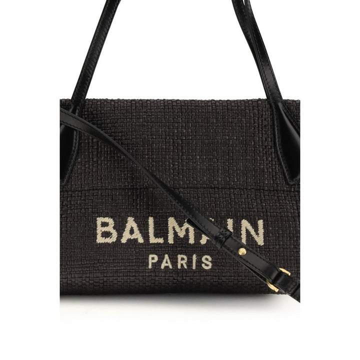 Balmain Black Raffia Shoulder Bag by Balmain outlet now on sale