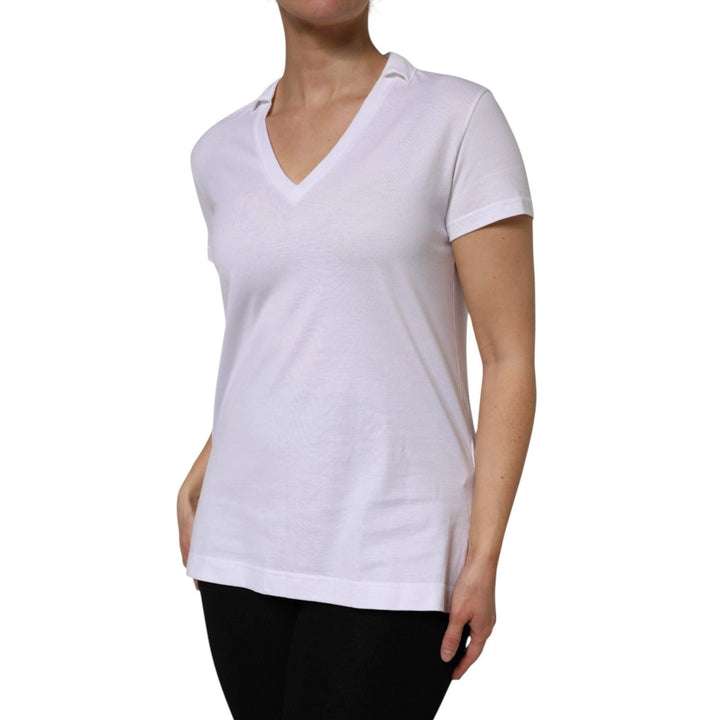 Dolce &amp; Gabbana Sample Sale Dolce &amp; Gabbana White V-Neck Cotton Short Sleeves T-shirt - | Designer outlet