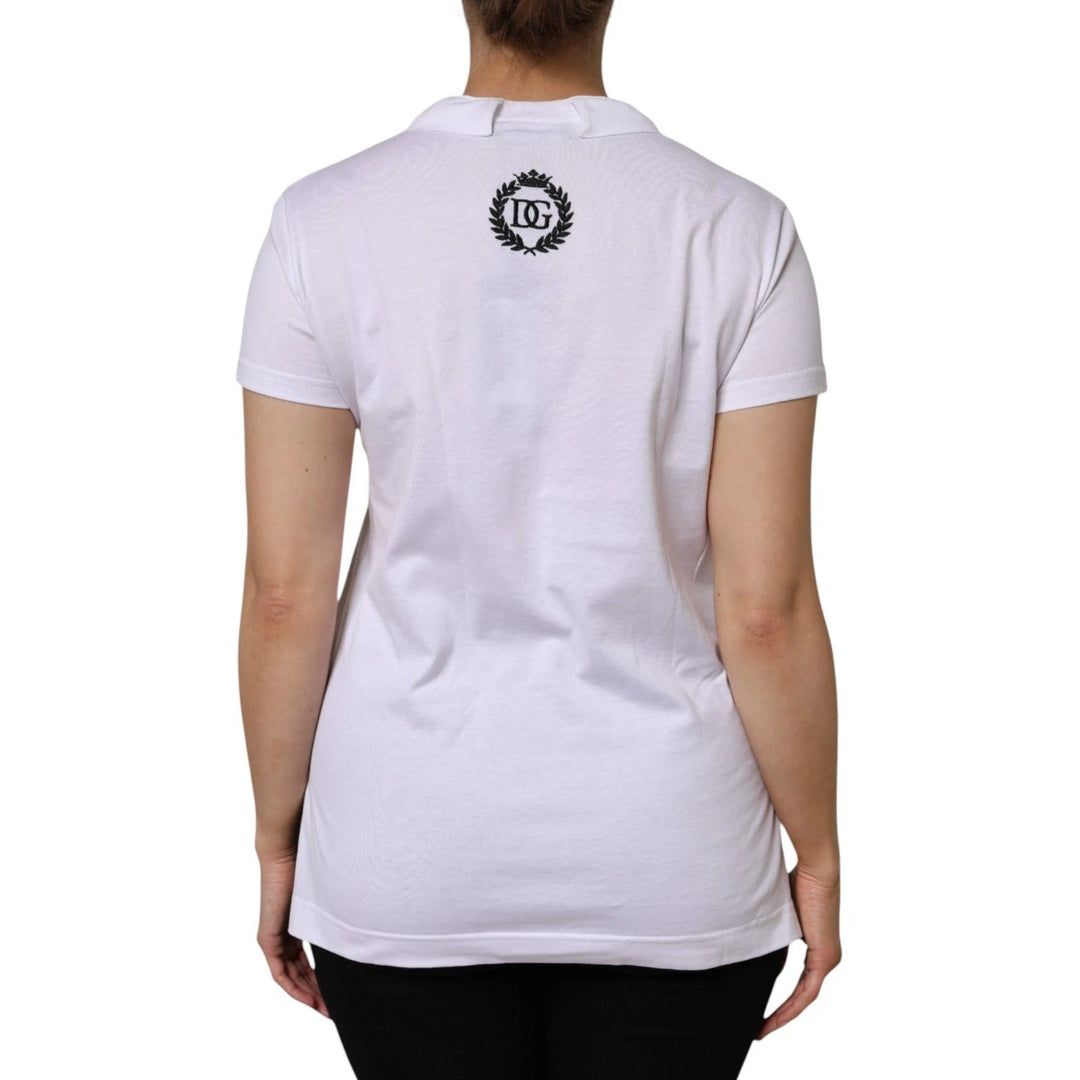 Dolce &amp; Gabbana Sample Sale Dolce &amp; Gabbana White V-Neck Cotton Short Sleeves T-shirt - | Designer outlet