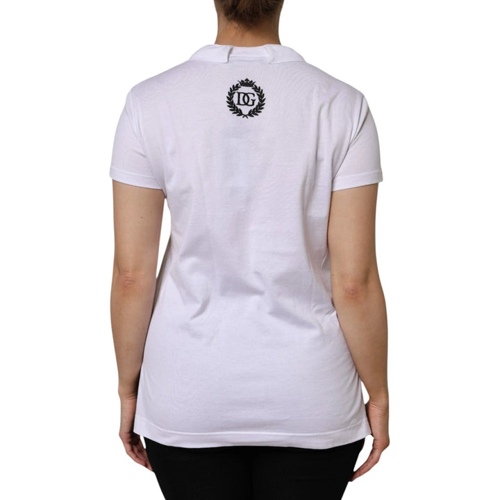 Dolce &amp; Gabbana Sample Sale Dolce &amp; Gabbana White V-Neck Cotton Short Sleeves T-shirt - | Designer outlet