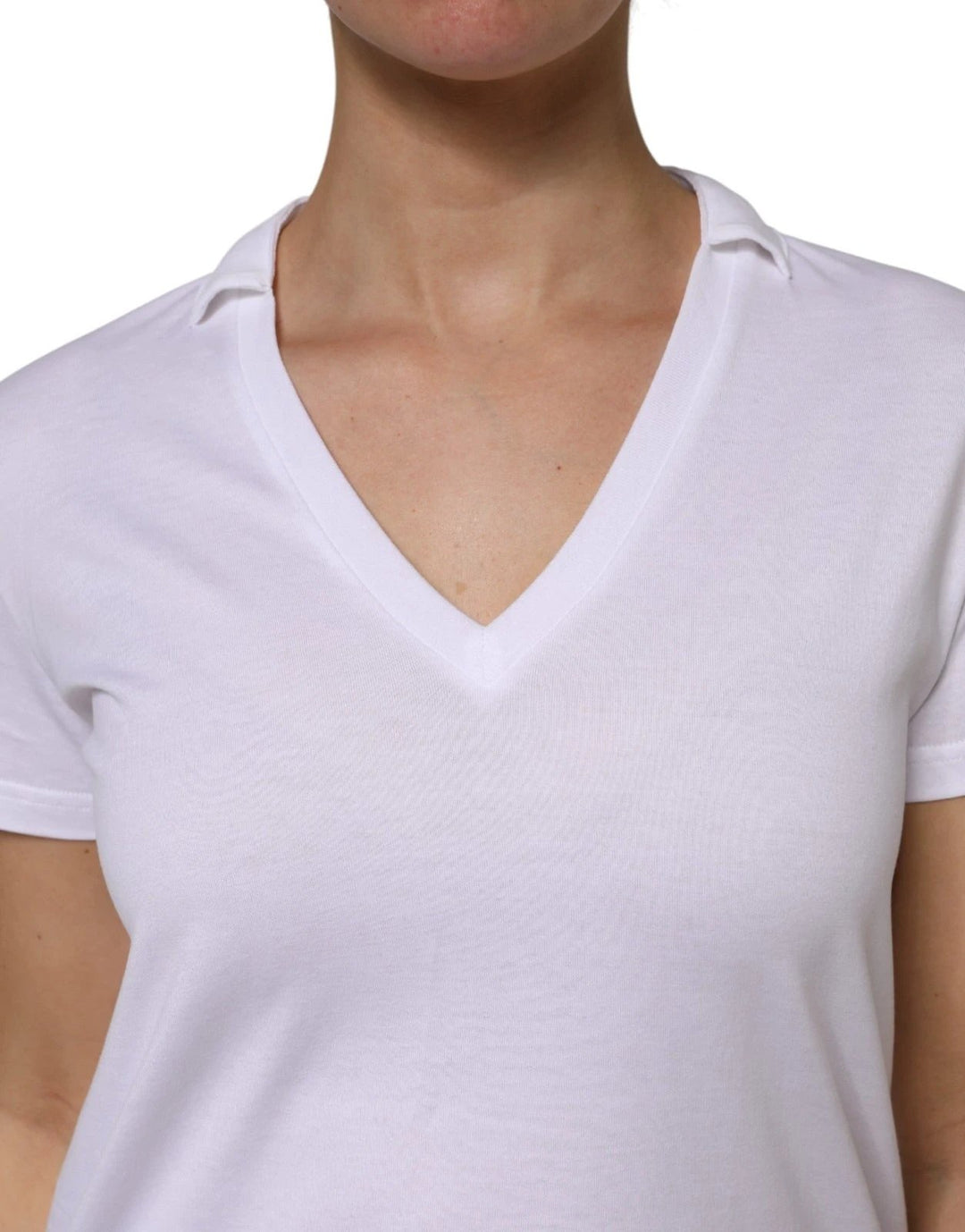 Dolce &amp; Gabbana Sample Sale Dolce &amp; Gabbana White V-Neck Cotton Short Sleeves T-shirt - | Designer outlet