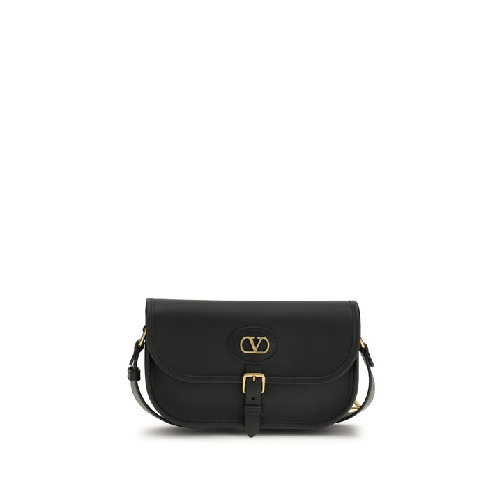 Valentino Garavani Black Calf Leather Bos Taurus Shoulder Bag by Valentino Garavani outlet now on sale